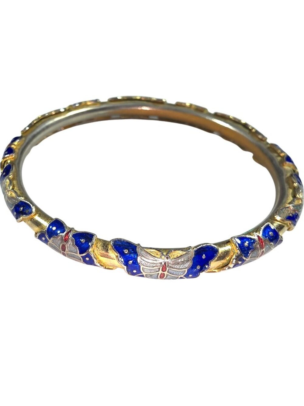 Bangle Bracelet Enamel Butterfly Blue Red boho nature fairycore insect jewelry